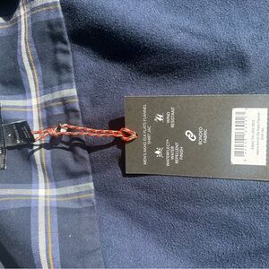 Men's Navy Flannel Button-Down Shirt - Water-Resistant Finish